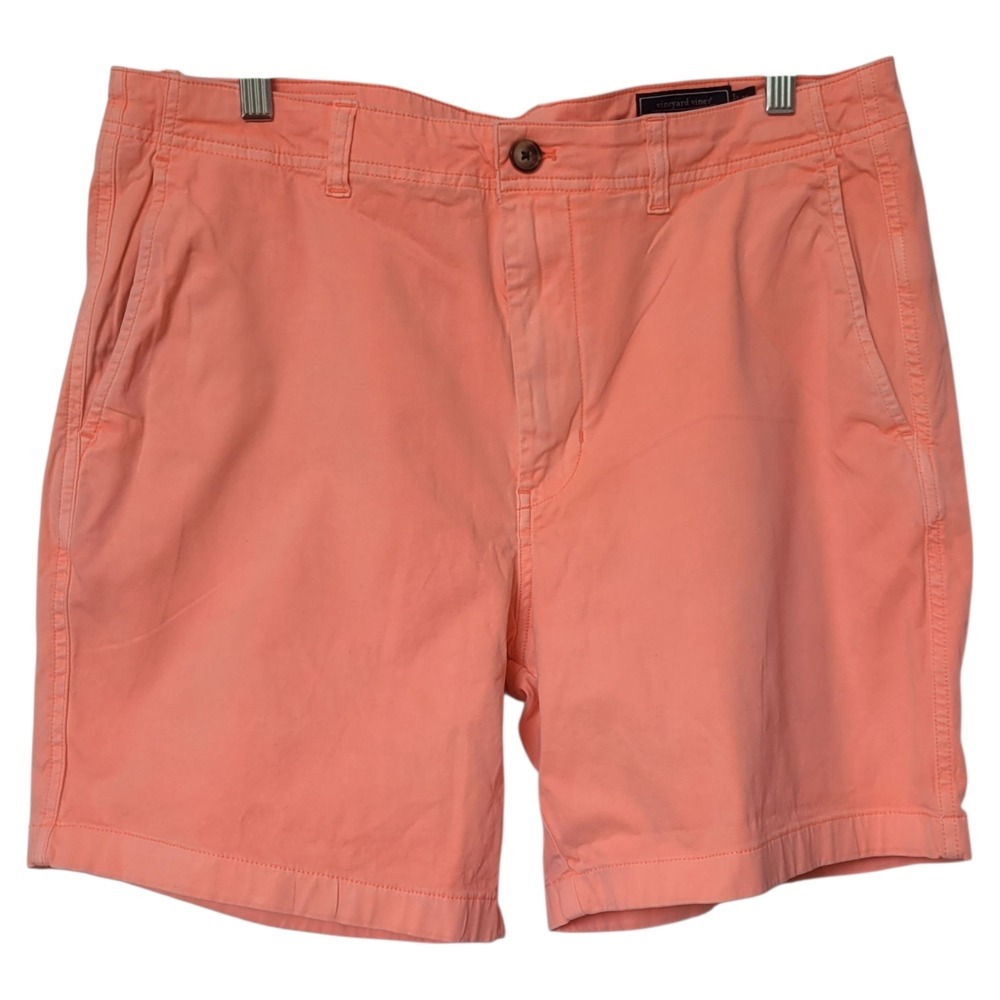 Vineyard Vines Men's Peach Flat Front Shorts - Picture 1 of 7